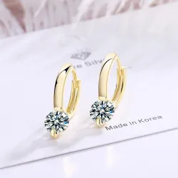 Petites boucles d'oreilles rondes avec cristaux blancs