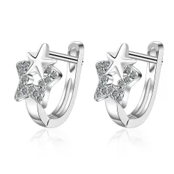 Boucles d'oreilles en argent avec une double étoile / cristaux