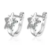 Boucles d'oreilles en argent avec une double étoile / cristaux