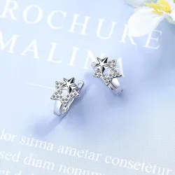 Boucles d'oreilles en argent avec une double étoile / cristaux
