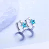 Boucles d'oreilles rondes en argent avec une étoile en cristal bleu