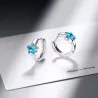 Boucles d'oreilles rondes en argent avec une étoile en cristal bleu