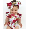 Floral baby girl jumpsuit & headband - cotton set - 2 piecesClothes
