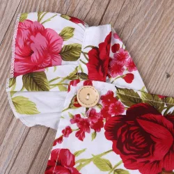 Combinaison bébé fille fleurie & bandeau - ensemble coton - 2 pièces