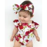 Combinaison bébé fille fleurie & bandeau - ensemble coton - 2 pièces