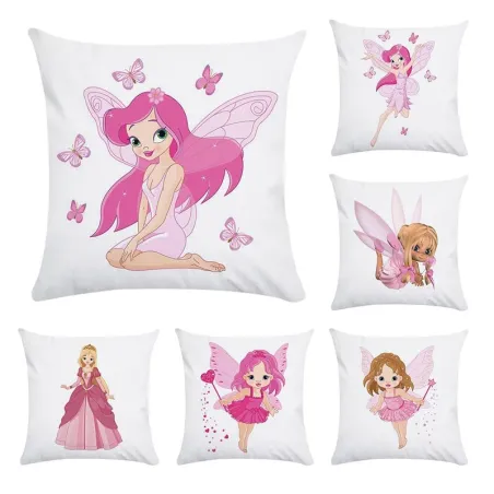 Petite fée rose - housse de coussin - coton - 45*45cm