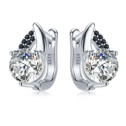 Boucles d'oreilles élégantes en argent - avec cristaux blancs/noirs