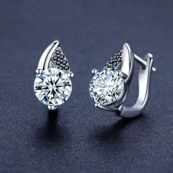 Elegant silver earrings - with white / black crystalsEarrings