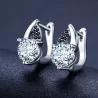 Boucles d'oreilles élégantes en argent - avec cristaux blancs/noirs