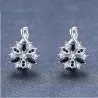 Boucles d'oreilles élégantes en argent - avec fleur en cristal blanc/noir