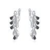 Boucles d'oreilles élégantes en argent - zircon blanc / cristaux noirs