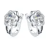 Elegant silver earrings - with crystal flowerEarrings