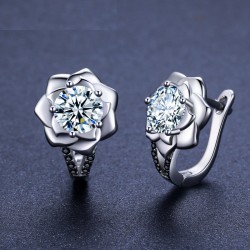 Elegant silver earrings - with crystal flowerEarrings