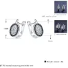 Boucles d'oreilles rondes élégantes en argent - cristaux blancs/noirs