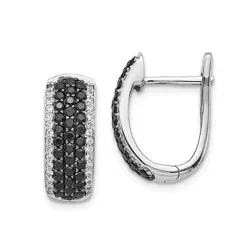 Petites boucles d'oreilles argent - zircon blanc/noir