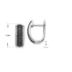 Petites boucles d'oreilles argent - zircon blanc/noir