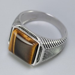 925 sterling silver ring - signet with tiger eye stoneRings