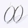 Boucles d'oreilles grandes créoles - avec cristaux noirs