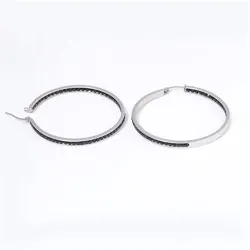 Boucles d'oreilles grandes créoles - avec cristaux noirs