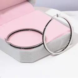 Big hoop earrings - with black crystalsEarrings