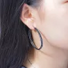 Boucles d'oreilles grandes créoles - avec cristaux noirs