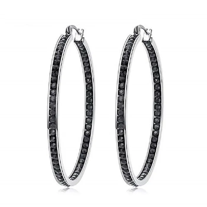 Big hoop earrings - with black crystalsEarrings