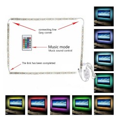 Bande lumineuse de fond TV - LED - RGB - Connexion USB - avec télécommande