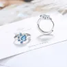 Petites boucles d'oreilles rondes en argent - patte d'animal cristal bleu