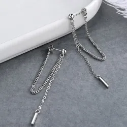 Boucles d'oreilles longues en argent - avec chaîne