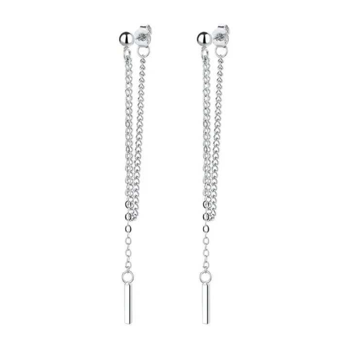 Boucles d'oreilles longues en argent - avec chaîne