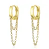 Petites boucles d'oreilles rondes - avec une double chaîne