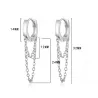 Petites boucles d'oreilles rondes - avec une double chaîne