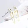 Petites boucles d'oreilles rondes - avec une double chaîne