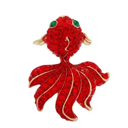 Poisson rouge en cristal rouge - broche élégante