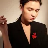 Poisson rouge en cristal rouge - broche élégante
