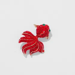 Poisson rouge en cristal rouge - broche élégante