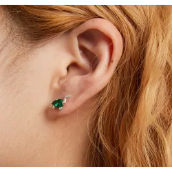 925 Sterling silver dinosaur with green zircon - stud earringsEarrings
