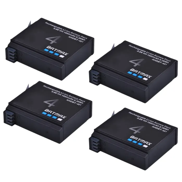 Batterie 1680mAh AHDBT- 401 - pour caméra d'action GoPro Hero 4 - 4 pièces
