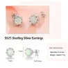Petites boucles d'oreilles clous avec opale ronde - Argent sterling 925