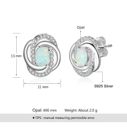 Boucles d'oreilles noeud torsadé - avec opale/cristaux