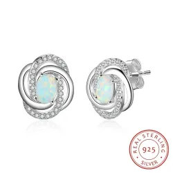 Boucles d'oreilles noeud torsadé - avec opale/cristaux