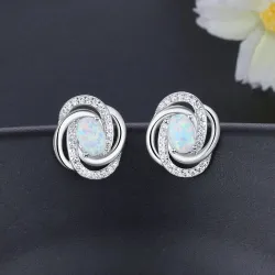 Twisted knot earrings - with opal / crystalsEarrings