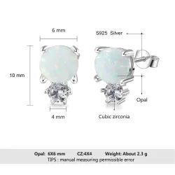 Elegant stud earrings - with round opal / crystalEarrings