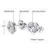 Petites boucles d'oreilles classiques - avec un cristal rond blanc