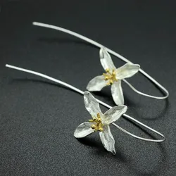 Silver flower with four leaves - earringsEarrings