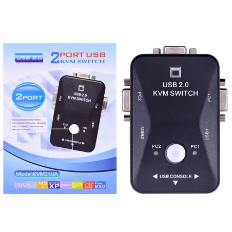 Commutateur KVM - répartiteur - 2 ports - USB 2.0 - 1920*1440 VGA SVGA