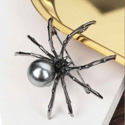 Araignée noire avec perle - broche élégante