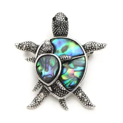 Broche tortue vintage - avec une coquille colorée