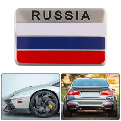 Drapeau Russie 3D en aluminium - autocollant pour voiture