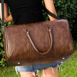 Leather travel / sports bag - shoulder strap - large capacityBags